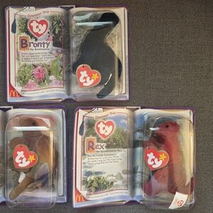 Ty Dinosaur Trio Plush Set - Black, Brown, Red